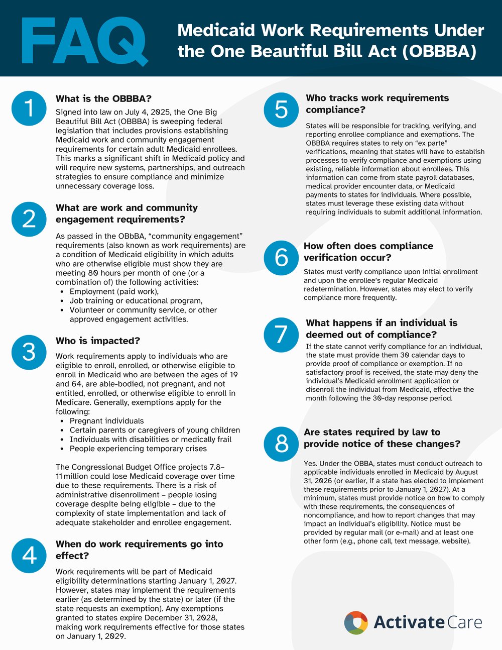 Activate Care Work Requirements FAQs
